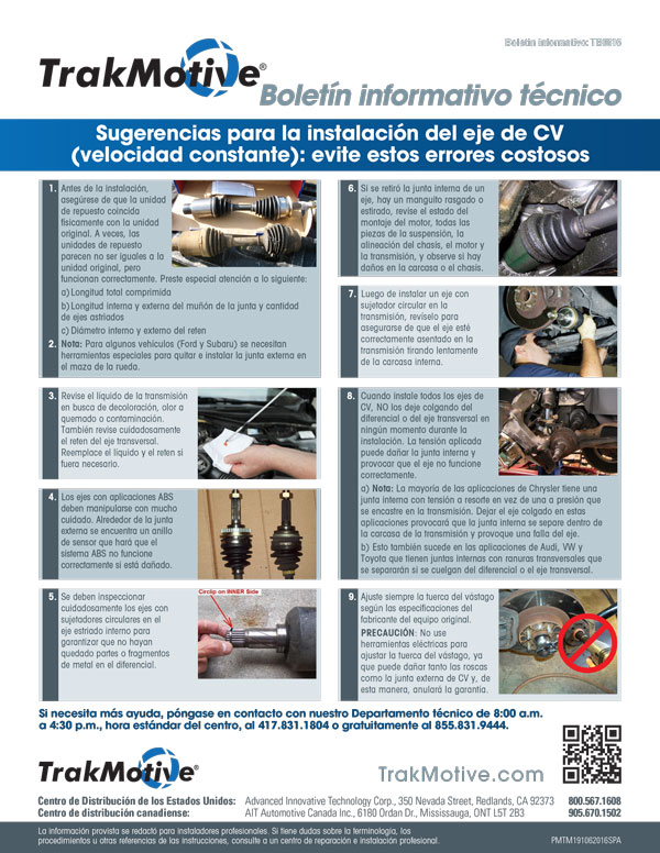 Sugerencias para la instalación del eje de CV evite estos errores costosos