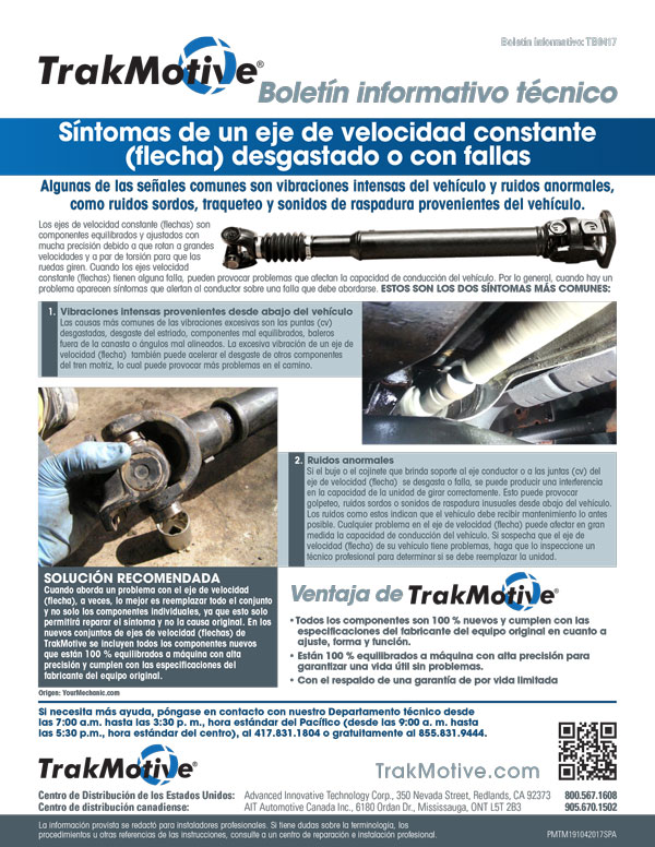 Síntomas de un eje de velocidad constante desgastado o con fallas